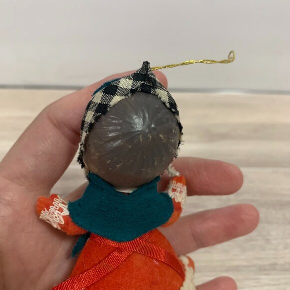 Vintage Flocked Blow Mold head Cottage Grandma Ornament - Picture 6 of 7